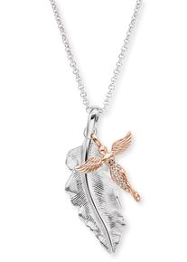 Engelsrufer Damen Kette mit Anhänger "Feder & Engel, ERN-FEDER-ANGEL", Silber 925 (Sterlingsilber), L: 50cm, rosa, Silber 925 (Sterlingsilber),