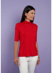 Seidel Moden Damen Stehkragenshirt, rot, casual, Gr. 44, Jersey, Obermaterial: 95% Viskose, 5% Elasthan, Shirts, im hüftlangen Schnitt, MADE IN