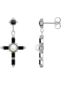 Thomas Sabo Damen Paar Ohrhänger "Cross Romance, Kreuz, H2312-167-11, H2312-167-14", Silber 925 (Sterlingsilber)-Perlen, bunt, Silber 925