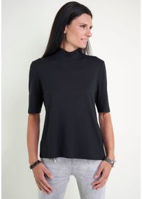 Seidel Moden Damen Stehkragenshirt, schwarz, casual, Gr. 44, unifarben, Jersey, Obermaterial: 96% Viskose, 4% Elasthan, Shirts, im hüftlangen