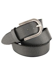 Bernd Götz BERND GÖTZ Damen Ledergürtel, schwarz, modisch,klassisch, Gr. 85, gepunktet, geprägtes Muster, Antik-Look, Leder, Gürtel, mit elegant pointiertem