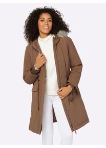 Casual Looks Damen Kurzmantel, braun, Gr. 38, unifarben, unifarben mit Farbeinsatz, unifarben mit Farbeinsätzen, 100% Polyester, Bündchen:100%