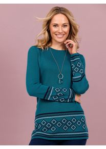 Classic Basics Damen Longpullover "Long-Pullover"aquapetrol, marine, Gr. 50, gemustert, mehrfarbig, 100% Polyacryl, Pullover