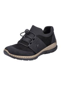 Rieker Damen Slip-On Sneaker, Gr. 41, schwarz, Nubuklederimitat, Textil, sportlich, Schuhe, mit Elastikeinstieg, zum Schlupfen