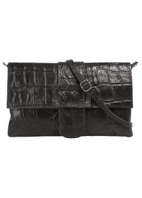 CLUTY Damen Abendtasche, grau, Leder, Taschen, echt Leder, Made in Italy