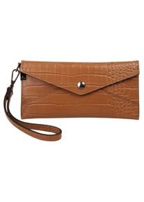 CLUTY Damen Abendtasche, braun, Leder, Reptilienprägung, Taschen, echt Leder, Made in Italy