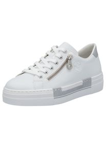Rieker Damen Plateausneaker, Gr. 41, weiß, Lederimitat, sportlich, Schuhe, mit Zierreißverschluss seitlich, Freizeitschuh, Halbschuh, Schnürschuh