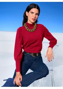 Heine Damen Strickpullover "Stehkragen-Pullover", rot, Gr. 36, unifarben, 50% Viskose, 28% Polyester, 22% Polyamid, Pullover