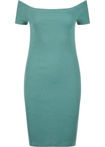 Urban Classics Damen Shirtkleid "Urban Classics Damen Ladies Off Shoulder Rib Dress", grün, klassisch, Gr. XL, unifarben, 97% Baumwolle, 3% Elasthan,