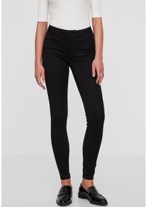 Véro Moda VERO MODA Damen Stretch-Jeans "VMSEVEN SHAPE UP", schwarz, feminin, Gr. L, unifarben, Denim/Jeans, Obermaterial: 66% Baumwolle, 32% Polyester, 2%