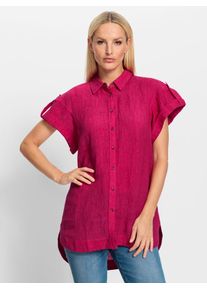 Heine Damen Hemdbluse, pink, Gr. 34, unifarben, 100% Leinen, Blusen