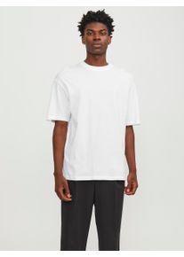 Jack & Jones JACK & JONES Herren Oversize-Shirt "JJEBRADLEY TEE SS O-NECK NOOS", weiß, modisch, Gr. XS, unifarben, Jersey, Obermaterial: 100% Baumwolle, Shirts,