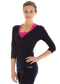 WINSHAPE Damen Wickelshirt "WS3", blau, Gr. XS, 90% Baumwolle, 10% Elasthan, Shirts, ¾-Arm