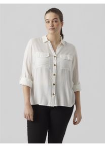 Vero Moda CURVE Damen Hemdbluse "VMBUMPY L/S SHIRT NEW CURVE GA NOOS", weiß, modisch, Gr. 46, unifarben, Web, Obermaterial: 100% Viskose, Blusen