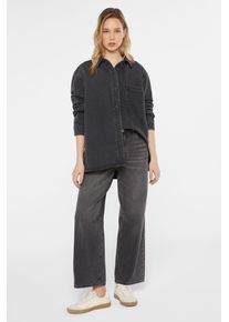 Damen Jeansbluse, grau, casual, Gr. XS, SENSES.THE LABEL, unifarben, Material: 100% Baumwolle, Blusen, mit Knopfleiste
