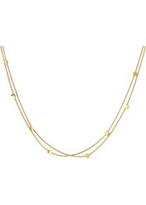 Firetti Damen Kette ohne Anhänger "Schmuck Geschenk Edelstahl Layer doppelreihig mit würfelförmigen Cube", Edelstahl, L: 45cm, gold, Edelstahl,