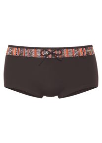 Buffalo Damen Bikini-Hotpants, braun, Gr. 36, unifarben mit Farbeinsatz, Xtra Life LYCRA, Badehosen, Mit bedrucktem Kontrasteinsatz