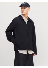 Jack & Jones JACK & JONES Herren Hemdjacke "JJEPERFECT SHACKET SN", schwarz, modisch, Gr. M, unifarben, Web, Obermaterial: 92% Polyester, 8% Elasthan, Jacken, mit