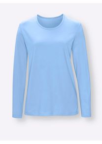 Damen Pyjamaoberteil "Schlafanzug-Shirt", Gr. 40, blau, 100% Baumwolle, unifarben, Shirts