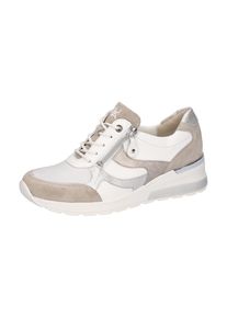 Waldläufer WALDLÄUFER Damen Keilsneaker "H-CLARA", Gr. 8beige, weiß, silberfarben, Veloursleder, Nappaleder, sportlich, Schuhe, Schnürer, Halbschuh,
