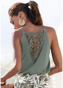 Vivance Trägertop beige Gr. 32/34 für Damen. Amerikanischer Ausschnitt und Spitze. Figurumspielend. Nachhaltig.