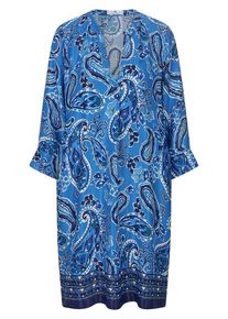 Peter Hahn - Kleid mit V-Öffnung am Rundhals-Ausschnitt, blau, Gr. 36 / S