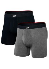 Kunstfaserunterwäsche SAXX Vibe Xtra Boxer Brief Fly 2-Pack Herren (Gr S |grau/schwarz)