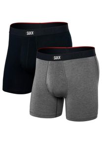 Kunstfaserunterwäsche SAXX Vibe Xtra Boxer Brief Fly 2-Pack Herren (Gr XL |grau/schwarz)