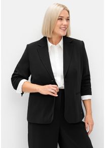 Große Größen Kurzer, taillierter Blazer mit 1-Knopf-Verschluss Gr. 56 schwarz von sheego für Damen