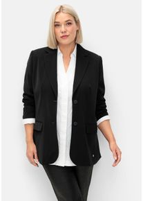 Große Größen Langer, taillierter Blazer mit Reverskragen Gr. 50 schwarz von sheego für Damen