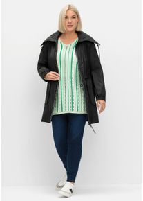 Große Größen Leichte Outdoorjacke mit dekorativer Passe Gr. 46 schwarz von sheego für Damen