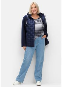 Große Größen Steppjacke im Materialmix, mit Kapuze Gr. 44 blau von sheego für Damen