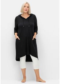 Große Größen Kapuzenkleid mit Vokuhila-Saum, aus Interlock Gr. 52/54 schwarz von sheego für Damen