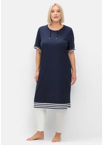 Große Größen Shirtkleid aus Jersey, mit Ringel-Details Gr. 48/50 blau gestreift von sheego für Damen