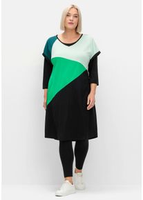 Große Größen Oversized-Shirtkleid mit Grafikprint vorn Gr. 56/58 schwarz von sheego für Damen