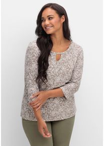 Große Größen 3/4-Arm-Shirt mit Cut-out am Ausschnitt Gr. 50 braun Paisley von sheego für Damen