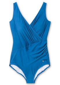 Große Größen Badeanzug in Wickeloptik stark formend Gr. 56C blau von sheego für Damen