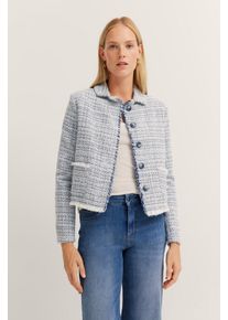 Bugatti Damen Kurzblazer340, blaugrau, casual, Gr. 38, unifarben, 42% Polyacryl, 35% Polyester, 20% Baumwolle, 3% Viskose, Blazer, mit Knopfleiste