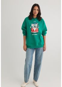 Mavi Damen Rundhalspullover "CUTE PARADE HOODIE"shady lade, casual, Gr. M, bedruckt, Stoff, 65% Baumwolle, 35% Polyester, Pullover, Hoodie X-Mas
