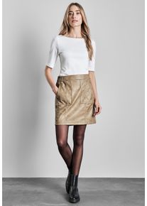 Street One Damen Minirockwashed beige, casual, Gr. 46, unifarben, Stoff, 100% Polyurethan, Röcke, mit seitlichen Einschubtaschen