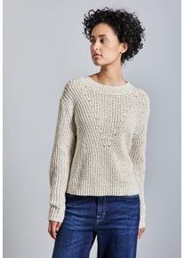 Street One Damen Strickpullovercloud cream meliert, casual, Gr. 44, unifarben, Web, 57% Baumwolle, 43% Polyester, Pullover, im soften Baumwoll-Mix