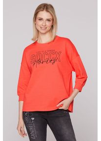SOCCX Damen Sweaterjuicy coral, casual, Gr. XXXL, bedruckt, Material: 100% Baumwolle, Sweatshirts, mit überschnittenen Schultern