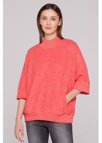 SOCCX Damen Rundhalspulloverjuicy coral, casual, Gr. L, Strukturmuster, Material: 53% Viskose, 43% Polyester, 4% Elasthan, Pullover, mit