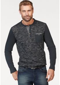 Longsleeve Arizona, Herren, Gr. L (52/54), grau (anthrazit), Single Jersey, Obermaterial: 100% Baumwolle. Ärmel: 100% Baumwolle. Besatz: 100% Baumwolle, meliert, casual, regular fit, Rundhals, Langarm, Shirts, Langarm, melierte Optik, Rundhalsausschnitt mit Knopfleiste