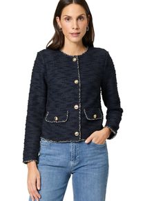 Zero Damen Jackenblazer "Zero Blazer Bouclè mit Knöpfen"blaublau, elegant, Gr. 34, Strukturmuster, Bouclu00e9, Obermaterial: 51% Polyester, 45%