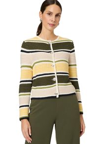 Zero Damen Strickjacke "Zero Strickjacke gestreift mit Knopfleiste"patch khakicream, casual, Gr. 40, gestreift, Strick, Obermaterial: 64% Polyacryl,