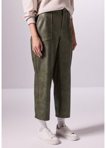 Street One Damen Lederimitathosedull kale grün, casual, Gr. 44, unifarben, Stoff, 100% Polyurethan, Hosen, in Leder-Optik