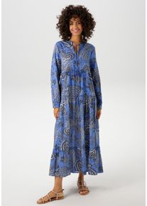 Aniston CASUAL Damen Maxikleidblau, dunkelmarine, weiß, Gr. 48, bedruckt, Paisley, gestreift, Web, Obermaterial: 100% Baumwolle, Kleider, mit
