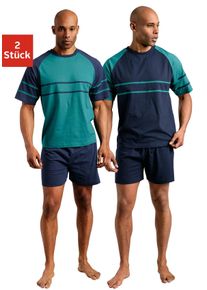 Le Jogger Herren Pyjama, Gr. 44, bunt, Jersey, Obermaterial: 100% Baumwolle, Basic, Homewear-Sets, mit aufgesetzten Streifen