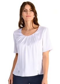 Damen Shirtbluse "HERMANN LANGE Collection Blusenshirt Sophie", weiß, Gr. 50, HERMANN LANGE Collection, 100% Polyester, Blusen